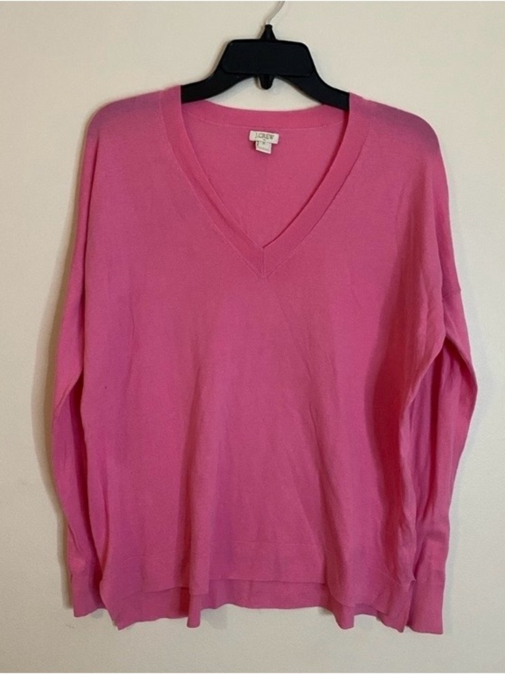 J. Crew Cotton Women's V-Neck oversized Sweater - Pink